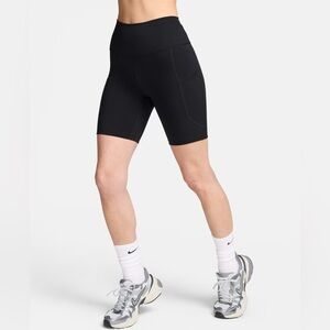NWT Nike One
Women's High-Waisted 8" Biker Shorts with Pockets Black XL
